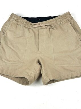 Lululemon Men’s Bowline Twill Utility Shorts 5” Khaki Beige Drawstring Sz Large